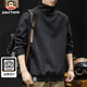 Paul Frank sweatshirt men's spring and autumn trendy half turtleneck jacket men's heavyweight large size tops black XL