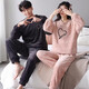 Modal couple pajamas autumn and winter thickened coral velvet men's and women's flannel warm and cute cartoon large size home clothes set QH8211 hooded fleece L male + female M