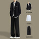 XUANSENTU handsome suit jacket men's spring and autumn Korean style loose men's suit with handsome casual suit trendy black 2-piece suit jacket + pants L
