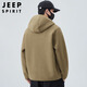 JEEP SPIRIT Jeep jacket men's autumn and winter trendy loose double-sided polar fleece hooded jacket men's top Khaki XL