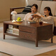 Genji Muyu solid wood coffee table Nordic coffee table modern simple tea table small apartment living room oak square tea table 1.2 meters coffee table (1200*560*450mm)
