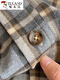 Woodpecker (TUCANO) brushed plaid shirt women's design niche autumn and winter loose retro Hong Kong style inner top long-sleeved shirt gray plaid warm color button one size XOX