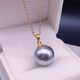 Book pocket large round natural pearl powder pendant pearl necklace women's light luxury multi-sense jewelry free silver chain 18K gold holder white beads 18k gold platinum holder 16-17mm45cm