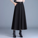 Woolen skirt for women with drapey black winter 2025 new style high-waist skirt that covers the crotch and looks slimming, long skirt with pleated skirt, black M 2 feet/recommended 90-100 Jin Jin is equal to 0.5 kg