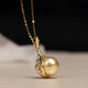 Lanlian quality foreign gold bead pendant round strong light rich gold pearl necklace 925 silver plated 18K gold diamond round beads straight