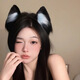Christmas cat ear headdress, cute adult hairband, plush animal ear hairpin, cos music festival, cute female Halloween, black and white cat girl hairband