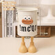 High-looking jewelry box, large-capacity desktop storage box, internet celebrity sausage mouth, office stationery storage bucket, elegant white pen holder + brown mouth + 2 yellow feet