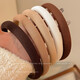 Coffee color hairband for women with high skull pressure, face wash headband, simple temperament hair cave 2025 hair accessories, dark coffee + off-white