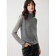 ELLE French Sheep Alpaca Gray Sweater Women's 2025 Winter New High Neck Design Knitted Sweater Light Gray S