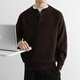 Xiao Hui Li Jia American old money style sweater men's autumn and winter lapel cotton Henry collar sweater thickened polo bottoming sweater dark coffee M _115Jin Jin is equal to within 0.5 kg