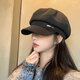 Pu Lian beret women's spring and summer octagonal hat versatile 24 new style big head circumference showing face small Korean printmaker cap peaked cap beret black one size
