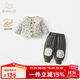 Banxidi Girls Suit Autumn and Winter Clothing 2025 New Children's Jacket Pants Plus Velvet Padded Clothes Baby Winter Children's Clothing Beige 80