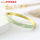 WSAY. Authentic Beijing cloisonné bracelet for women, enamel thin circle opening, gold-plated Hanfu features, counter four-leaf clover, light green oval, oval supermarket