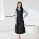 Xiangying francés Falso falso de dos piezas Vestido que abraza la cintura para mujeres 2025 Autumn New Stand Collar High Intelligence Suparing Falda de manga larga Gray M 160/84a/95-110Jin [Jin equivale a 0.5 kg]