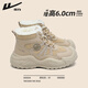Pull back snow boots with velvet and thickening to keep out the cold and warm 2025 winter new style comfortable windproof and wear-resistant cotton shoes light brown 37