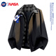 WHIM NASA autumn jacket men's loose trendy casual workwear jacket men's lapel fake two-piece trendy plus size tops black XL (120-140Jin Jin equals 0.5kg)