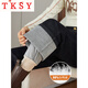 TKSY Down Pants Women's Outerwear Winter 2025 New Large Size Fat MM Slim Warm Cotton Pants Plus Velvet Wide Leg Jeans Blue Gray XL