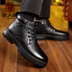 Old men's shoes winter genuine leather wool fur all-in-one warm cotton shoes plus velvet thickened business casual shoes cotton leather shoes LS-77007 black lace-up 40