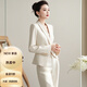 Autumn moonlight Yiren's autumn clothes are matched with a complete set of capable and elegant women's clothing with a small fragrant and goddess-like white suit suit. Off-white M