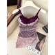 Polka-dot lace fake two-piece mesh suspender for women in summer sexy hottie tube top beauty suspender strap breast pad outer wear small top purple pink version one size
