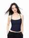 IiiamX navy blue camisole with breast pads for women 2025 summer beautiful back underwear with hot girl tops navy blue S recommended 85-100Jin Jin equals 0.5 kg