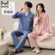 MiiOW Couple Pajamas Pure Cotton Lapel Cardigan Long Sleeve Korean Version with Breast Pad Women's Plus Size Men's Autumn and Winter Home Clothing Set T-24222 M Female 80-95Jin Jin is equal to 0.5 kg