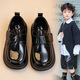 Shepherd Niu (MUTONGNIU) children's leather shoes, genuine black, campus performance student shoes, soft sole, wide head, girls and boys, plus velvet, warm children's shoes, black plus velvet, 24, inner length 15.3CM