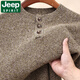 JEEP SPIRIT Wool Sweater Men's 2025 Autumn and Winter New Henley Collar Warm and Versatile Casual Bottoming Sweater Men's Sand Brown XL 180/96A(115)
