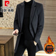 皮尔卡丹（pierre cardin）高端品牌羊毛大衣男士韩版中长款加厚风衣秋冬季时尚毛呢男装外套 黑色 2XL (140-155斤)