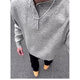KLDPUSM-8XL large size Henry collar sweater for men in winter lazy high-end long-sleeved men's inner base sweater gray 8XL