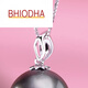 Bhiodha black pearl pendant white gold exquisite solid leaf style gift for mother or girlfriend 90-100mm
