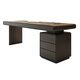 KSALOY study desk Italian light luxury double home living room modern high-end solid wood computer office boss desk study smoked ribbon smart plug-designer study desk 1.8 meters desk length 180_width 70_height 75cm Purchasing and sales factory inspection