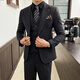 Lilang Autumn and Winter Thick Wool Suit Men's Striped Woolen Business Casual Suit Korean Slim Wedding Dress Dark Gray Suit+Vest+Trousers 3XL 56