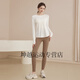 Youyou Yoga Wear Women's Autumn and Winter Sports Cover-up Long Sleeve Slim Loose Breathable Running Pilates Training Top Fitness Wear White Top + Black Pants XL Weight 130-145Jin Jin is equal to 0.5 kg