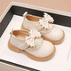 Bangboshi Girls' Small Leather Shoes Princess Shoes 2026 Four Seasons New British Style Girls' Versatile Soft Sole Performance and School Wear Single Shoes Bow-Off-White Size 28 Inner Length 17.4cm