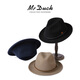 Mr DUCK Australian superfine 90-count wool top hat men's large brim autumn and winter warm felt hat casual high-end British gentleman hat small brim royal black (100% superfine wool)-MW206219 M (suitable for 56-58cm head circumference)