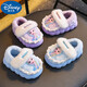 2025 winter children's cotton slippers for girls, non-slip indoor warm and velvet girls, Princess Elsa's home cotton slippers, purple slippers, size 12 30/31 (shoe inner length 18CM, suitable for feet 17