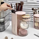 Rotating powder puff storage box dust-proof desktop beauty egg air cushion lipstick makeup brush multi-layer storage rack storage tube two-layer rotating pink powder puff makeup brush storage