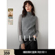 ELLE French Sheep Alpaca Gray Sweater Women's 2025 Winter New High Neck Design Knitted Sweater Light Gray S