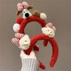 Cute fur ball velvet bow puppy headband hair accessories girl autumn and winter face wash hair hoop mask hairpin headdress red