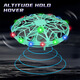 Nouveau UFO soucoupe volante intelligente avion à induction geste suspendu drone à quatre axes jouet pour enfants avion bleu OVNI + télécommande + montre télécommande (lumières froides)