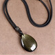 Decoration Collection Grade Natural Black Crystal Obsidian Water Drop Pendant Gold Obsidian Necklace for Men and Women as Birthday Gifts Silver Chain Gold Obsidian Collection Grade Approximately 9-12g
