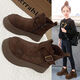 Girls' Cotton Boots 2025 New Winter Children's Large Cotton Shoes Medium and Large Children's Birkenstock Snow Boots Little Girls Anti-Slip Short Boots Khaki Single Liner Size 36/Inner Length Approximately 22.5CM