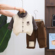 Min Sheng Boys Autumn and Winter Three-piece Suit Shirt Overalls Sweater Vest Fashionable Baby Clothes Birthday Gift 90 Height 75-85cm/Weight 20-25Jin Jin is equal to 0.5kg Usually shot according to height + 10