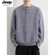 JEEP SPIRIT Jeep sweater men's new autumn and winter loose round neck white sweater with sweater for boys Henry shirt handsome WE25621 white M recommended 95-115Jin Jin equals 0.5 kg