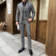 ROMON suit + vest + trousers suit slim fit suit wool professional wear dark gray 3XL
