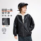 ASK JUNIOR children's jacket 2025 autumn medium and large children's trendy cool leather motorcycle style jacket boys soft and skin-friendly black