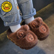 G.duck Capibala winter children's cotton slippers for boys and girls, warm plus velvet, medium and large children's parent-child baby bag heel cotton shoes, light coffee slippers, size 28 29 (shoe length 17CM suitable for feet 16CM)