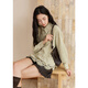 Mystery Green Striped Brushed Shirt Women's 2025 Autumn New Women's Design Embroidered Loose Casual Top Green M
