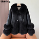 Gu Bing Haining's new fox fur coat for women, young style fur one-piece sheepskin coat, fashionable black M recommendation (85-110Jin Jin equals 0.5kg)
